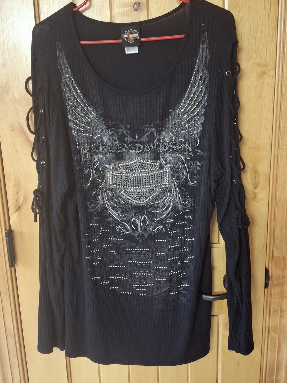 Harley-Davidson Women's Black Embellished Long Sleeve Top
